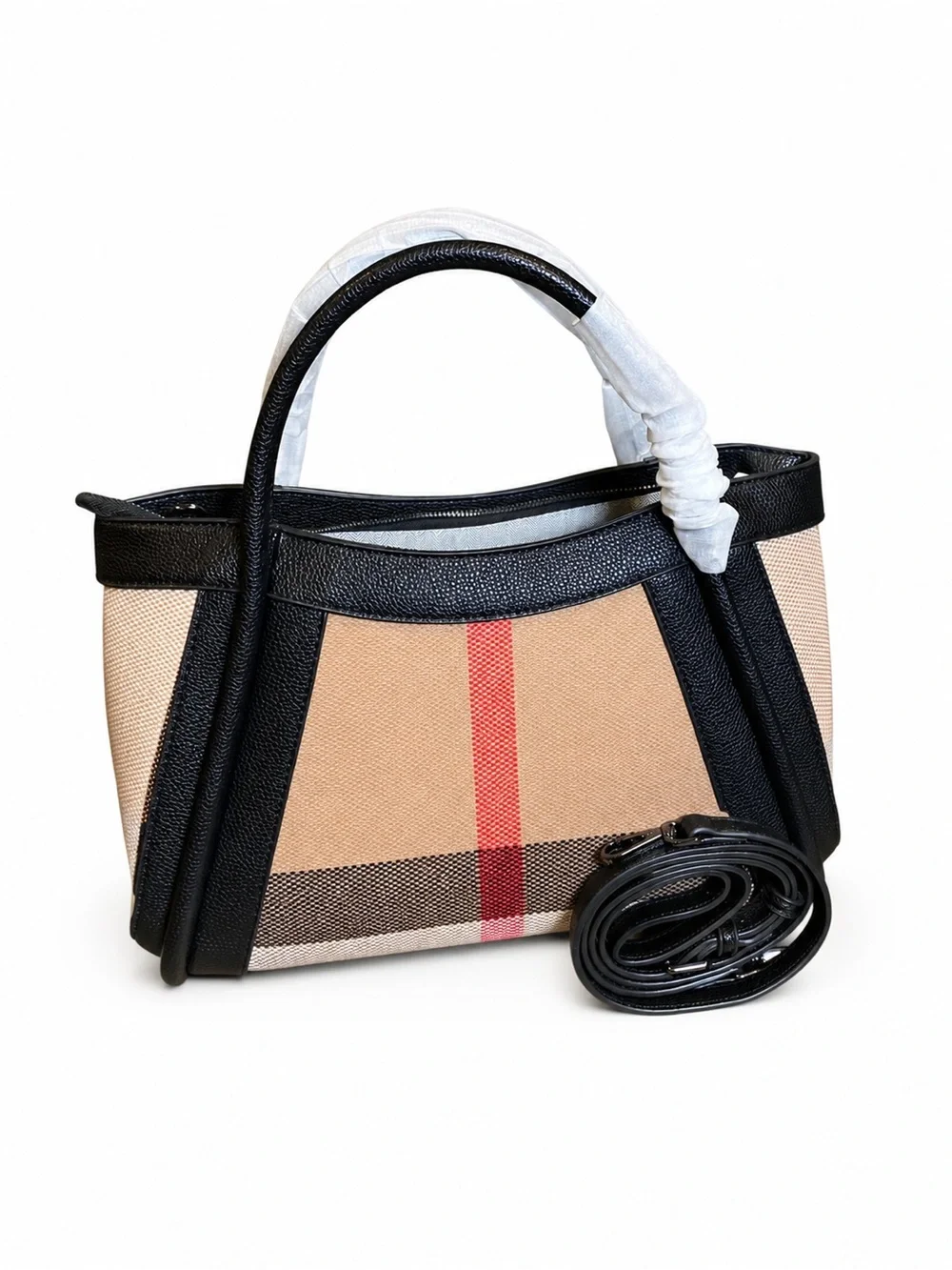 Classic Two-Tone Canvas Tote Bag with Black Trims